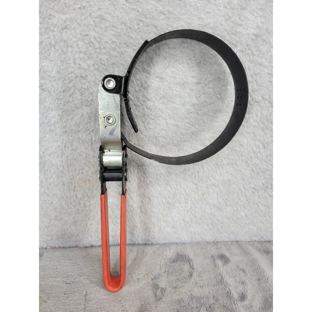FRAM Oil Filter Wrench Strap Tool Adjustable Metal Handle Red