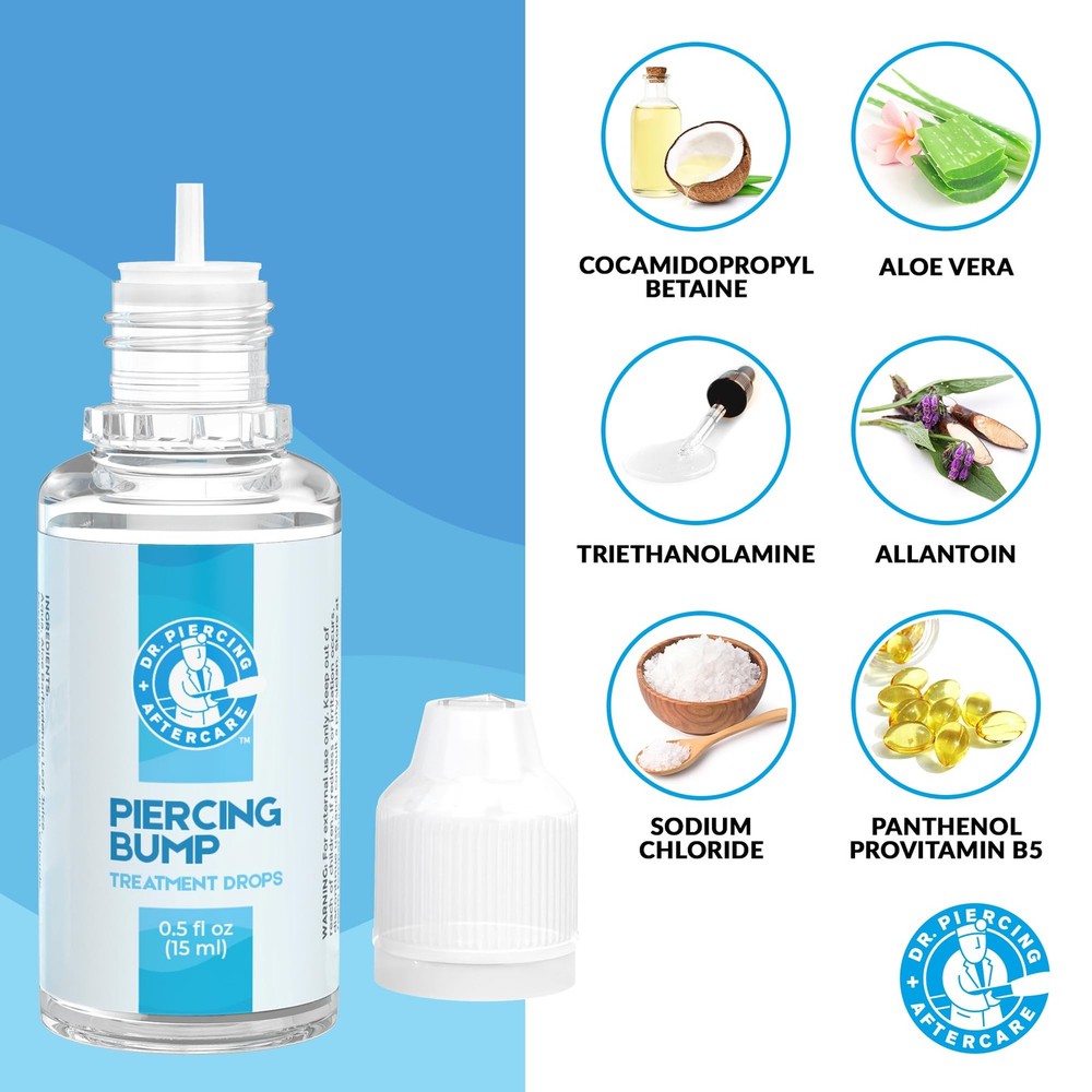 DR. PIERCING AFTERCARE Keloid Bump Solution Drops 15mL - Gentle 2 Pack, Clear
