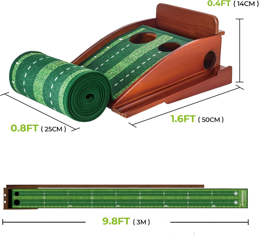 Putting Green, 9.8Ft Golf Putting Mat with Automatic Ball Return Track & Putting
