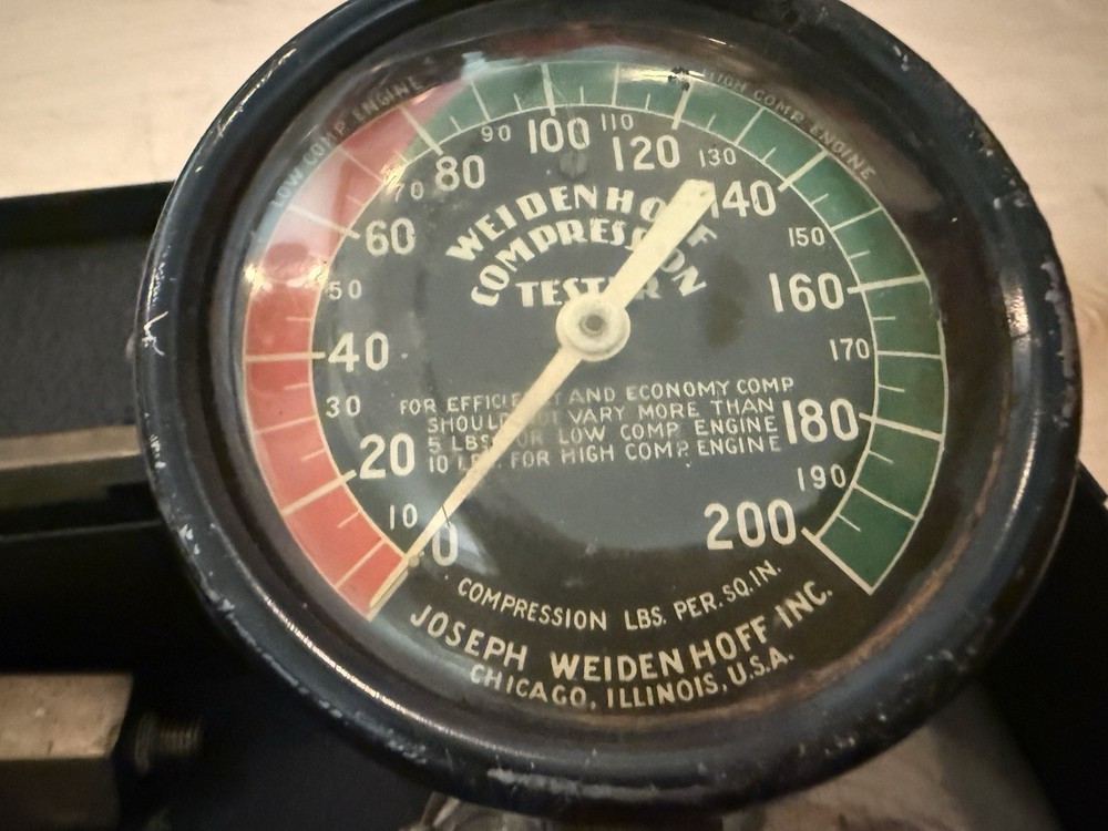 Vintage Weidenhoff Compression Test Gauge Set w Case Auto Tool 200 PSI-Untested