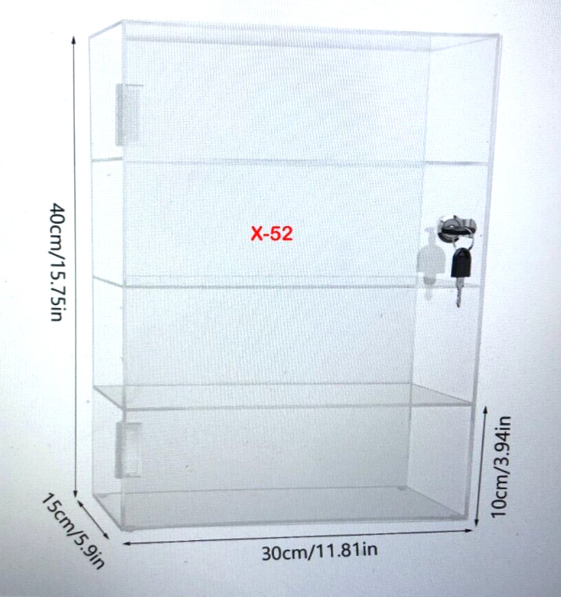 4-Layer Clear Acrylic Countertop Display Case Locking Cabinet Showcase Box