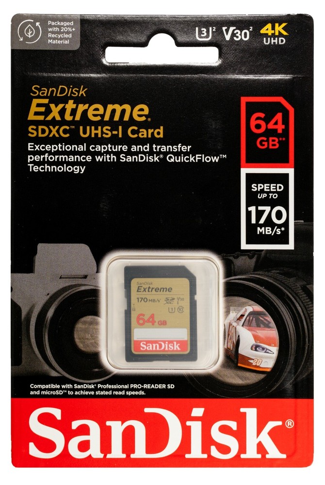 64GB Sandisk Extreme SD cards for Camera / Trail Camera / Computers (10 Pack)