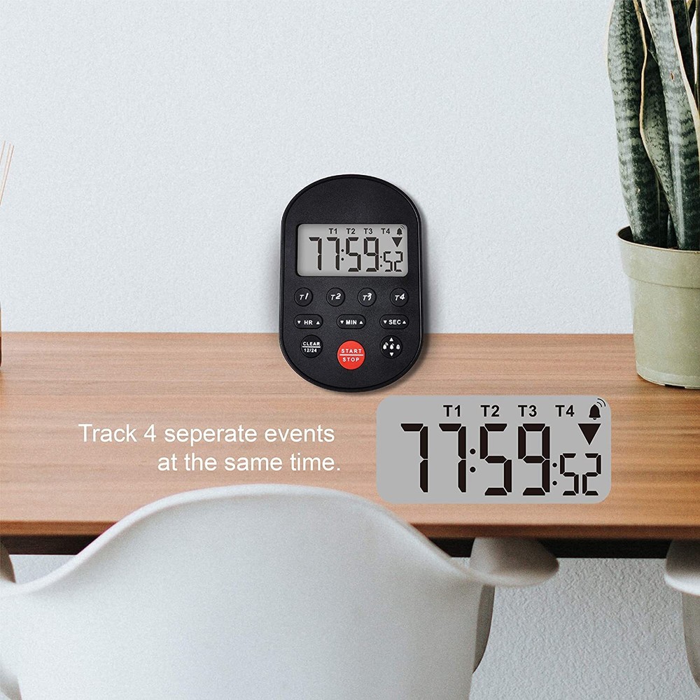 Digital Table-Top Timer Kitchen Timer 4 Groups of Count up Count Down Timers