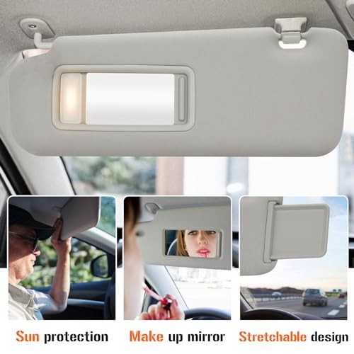 Sun Visor with Vanity Light for 2010-2015 Mazda CX-9 Driver Side Gray Left Grey