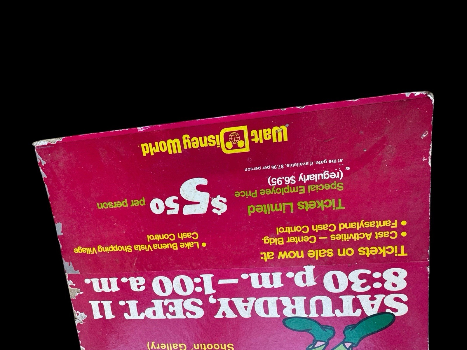 Rare Disney Mad Hatter's Ball Display Sign Strabuck Sylvers KC Sunshine Band 29"