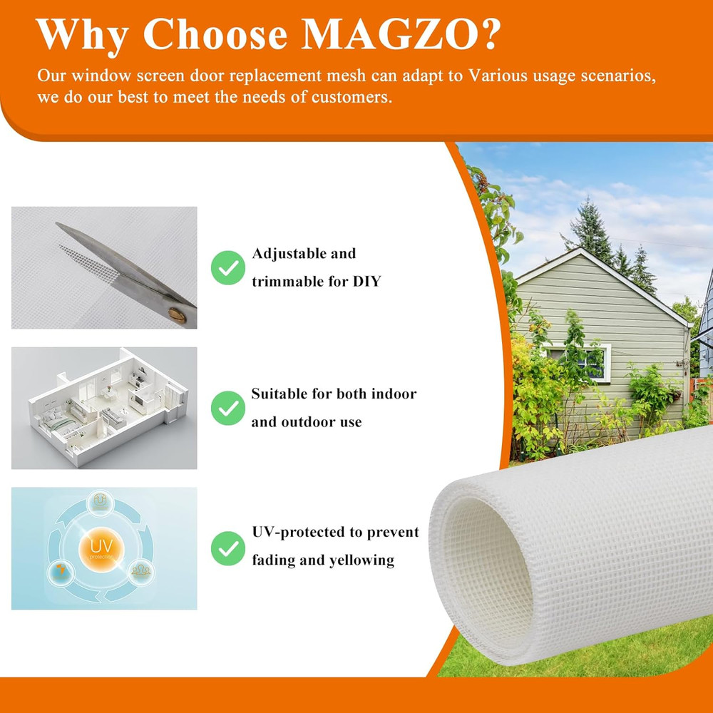 2PACK Window&Door Screen Replacement Mesh, 48" W X 99" L, Upgraded Polyester Sc
