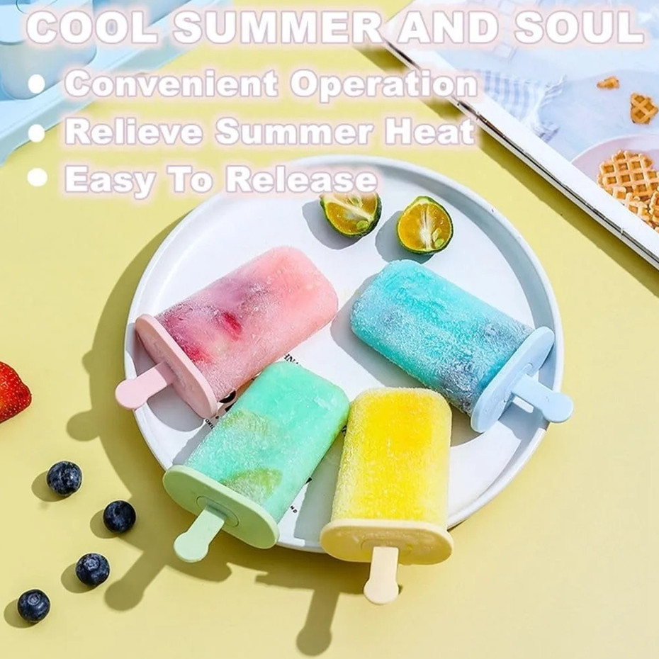 6pcs Popsicle Molds Ice Cream Maker BPA-Free Easy Release Ice Pop Tray