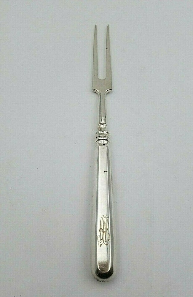 Russian 84 Silver Two Tine Cold Cut Meat Serving Fork  ( #7031)