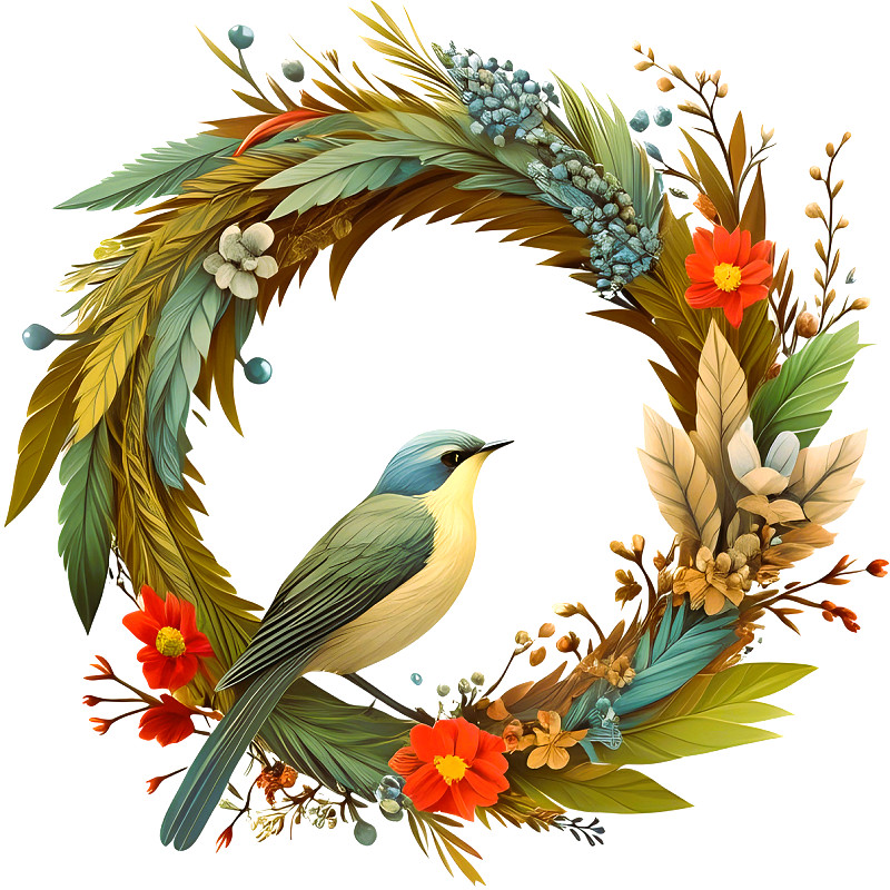 30 Custom Nice Bird Wreath Personalized Address Labels
