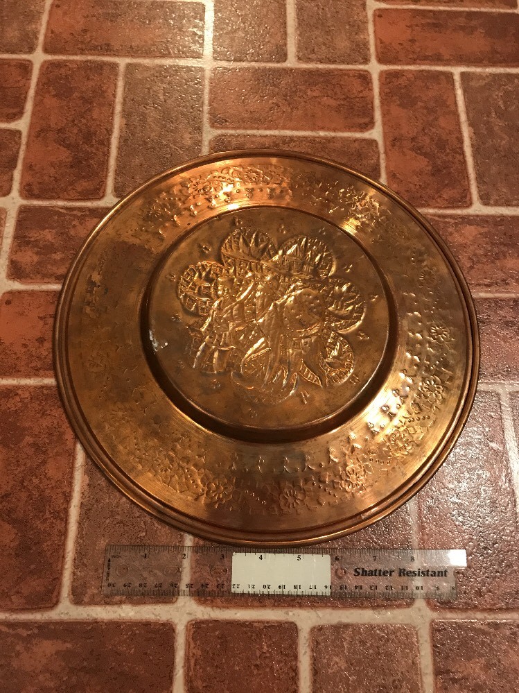 Large Solid Copper Silk Road Camel Caravan Persian Decorative Plate FREE SHIP