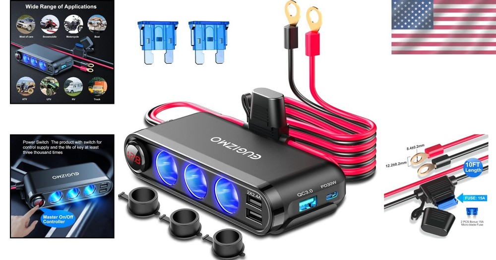 12V Cigarette Lighter Socket Splitter - Charge 7 Devices with Smart Technology