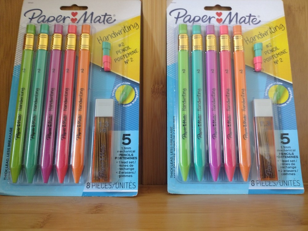 Handwriting Triangular Mec/ Pencil Set w/ Lead & Eraser, 1.3 mm, 8 Count-Pack 2