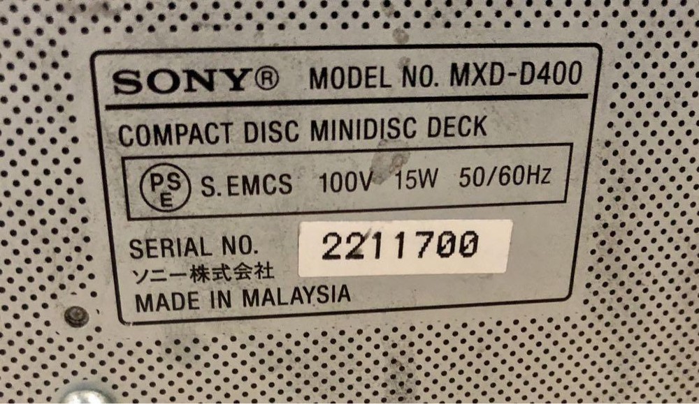 SONY MXD-D400 MD Deck Mini Disk Deck Audio Player Recorder MDLP USED