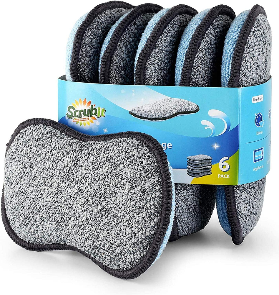 Multi-Purpose Sponges Kitchen by Scrub-It - Non-Scratch Microfiber Sponges for C