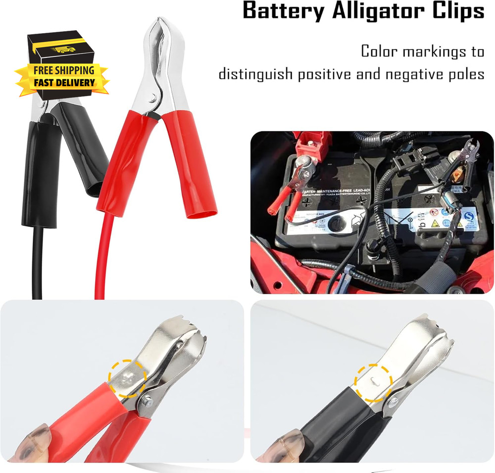 12V Cigarette Lighter Socket Replacement with 3Ft Extension Cord & Battery Allig