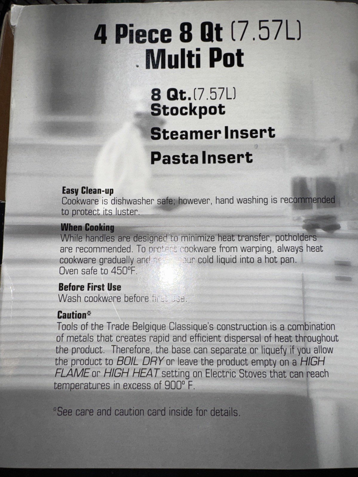 Belgique Classique Stainless Steel 4 pc multi pot 8 qt New