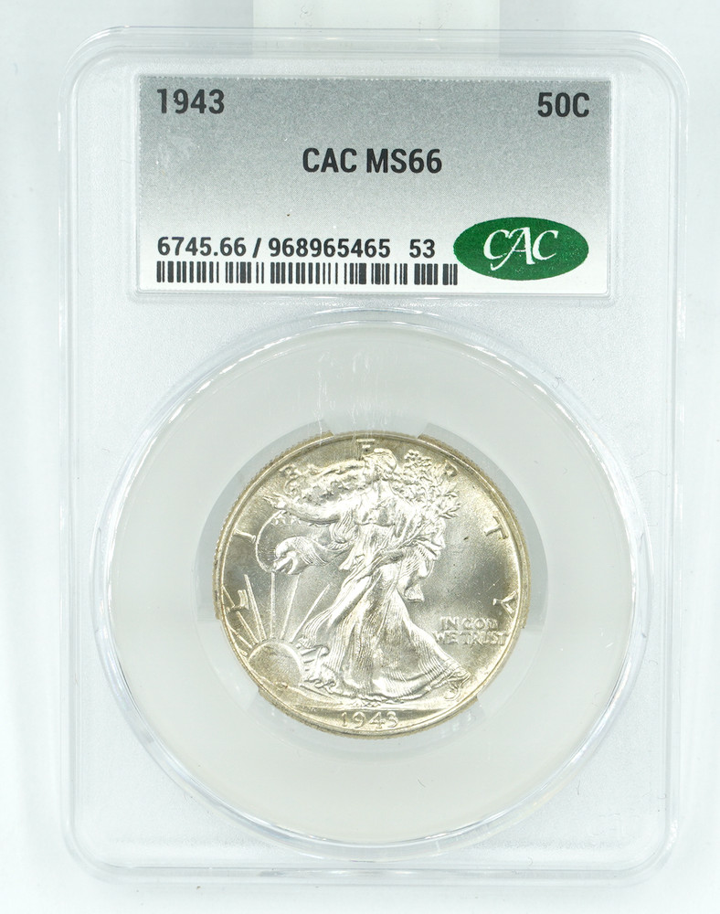 1943 CAC MS66 Walking Liberty Half Dollar