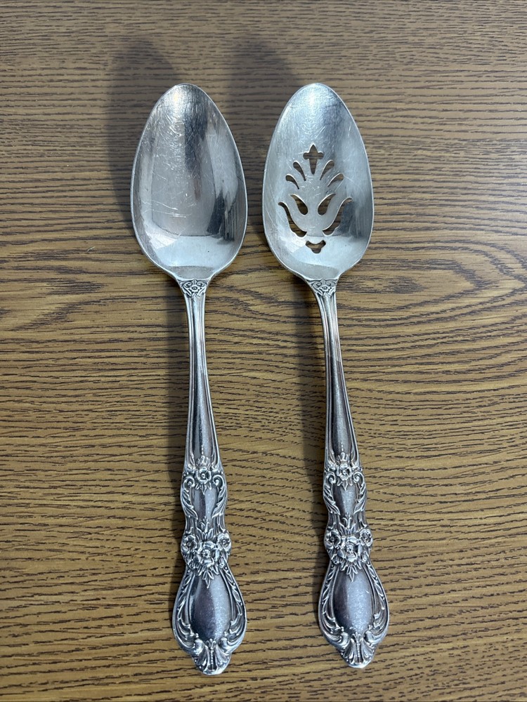I.S. HERITAGE 1847 Roger Bros Silverplate Serving Spoon & Slotted Serving Spoon