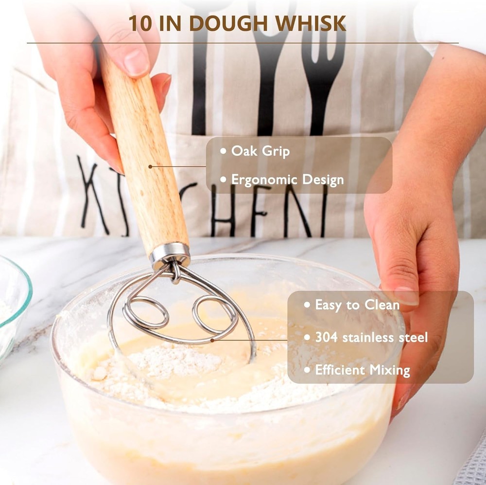 Durable Sourdough Starter Kit with Round 9'' Proofing Basket for Home Baking