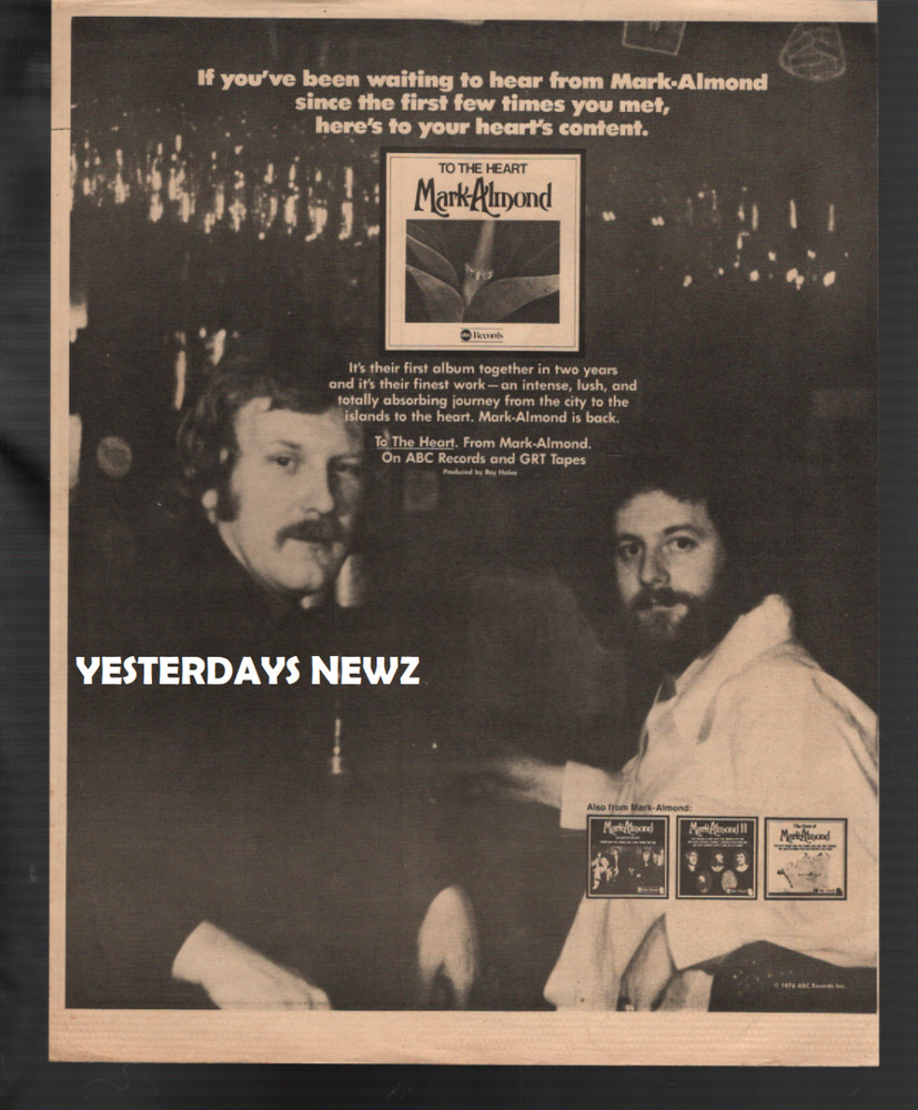 1976 Ad for Mark Almond "To The Heart" LP