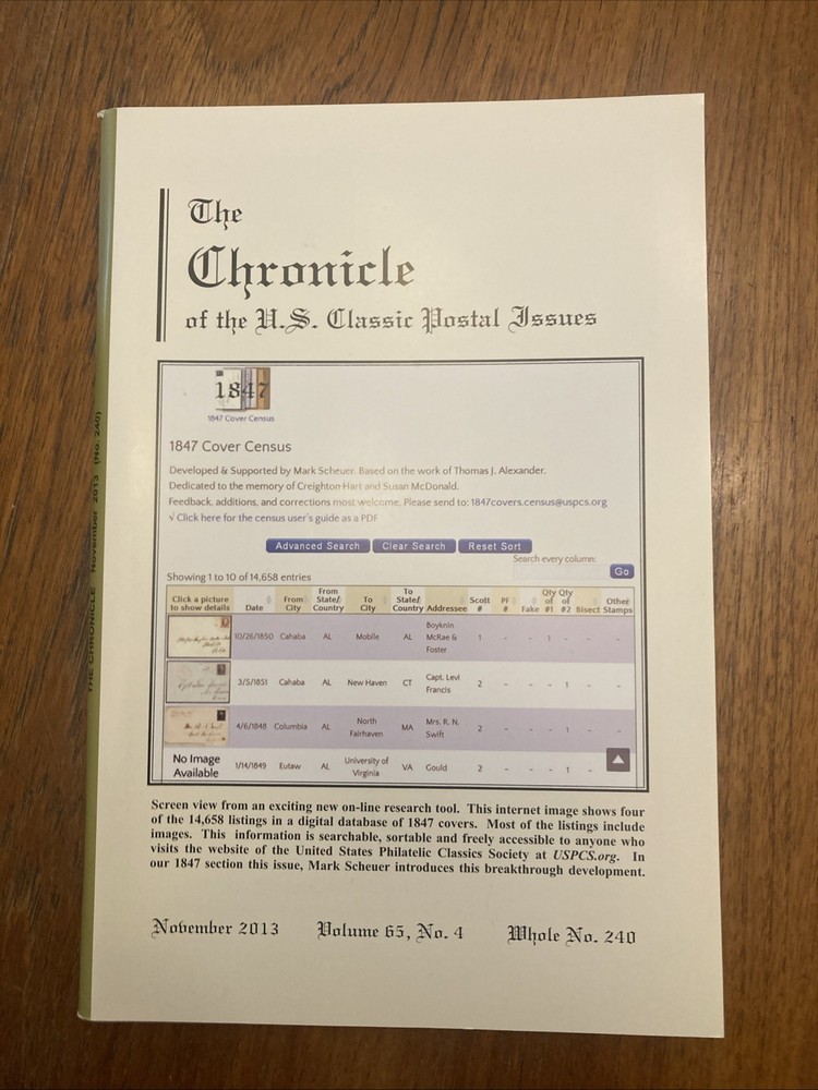 The Chronicle of US Classic Postal Issues 2013 No 4