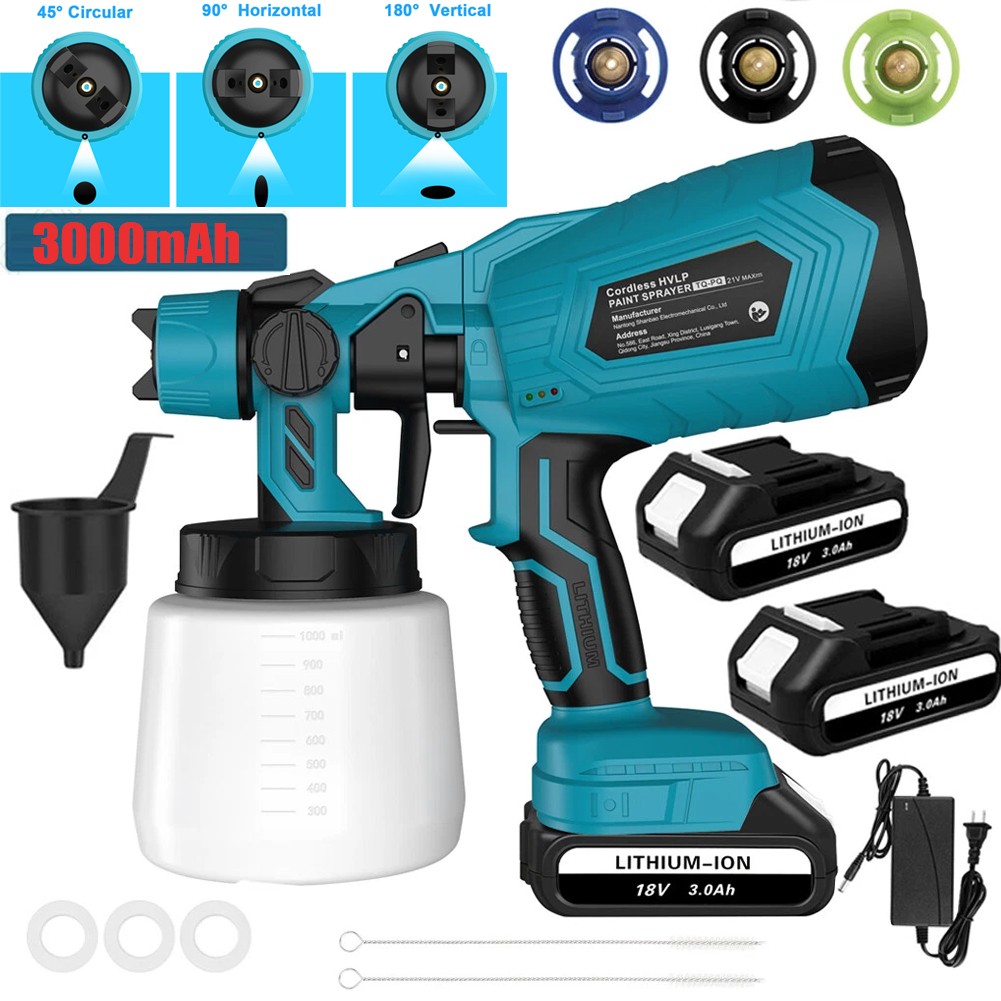 High Pressure Cordless Paint Sprayer With 2 Battery Electric Spray Gun 36000RPM