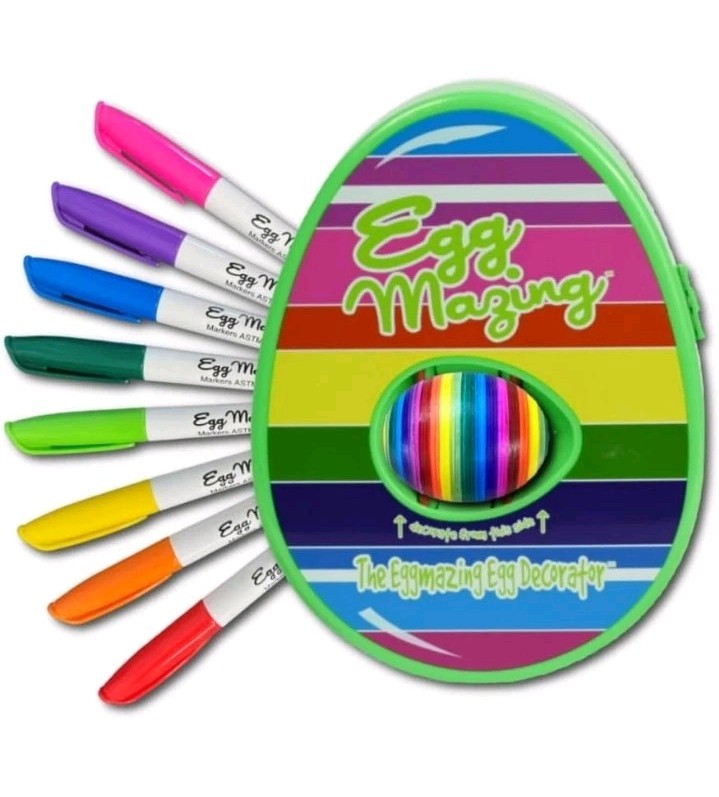 EUC Eggmazing Egg Decorating Kit Easter Egg Spinner and 8 Safe Non-Toxic Markers