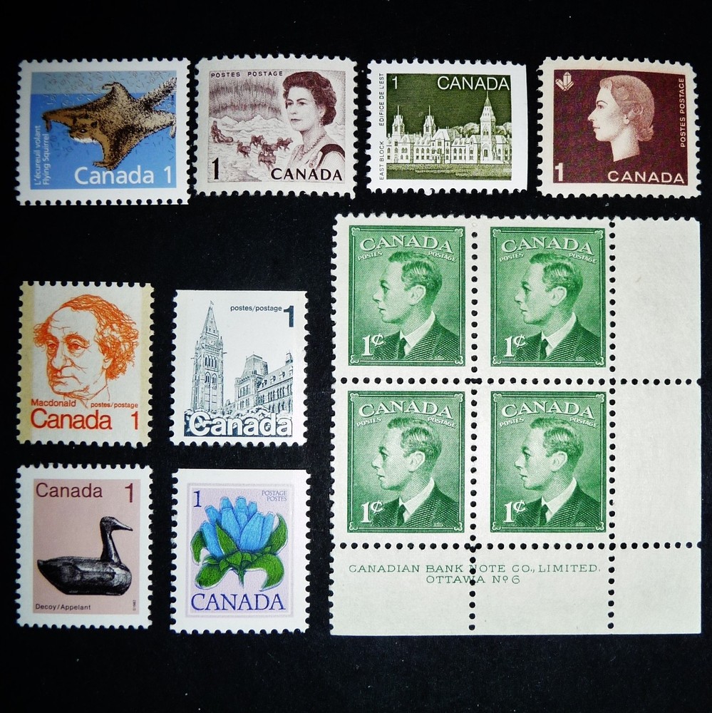 12 Canada 1 Cent Stamps, 9 Different Mostly Early