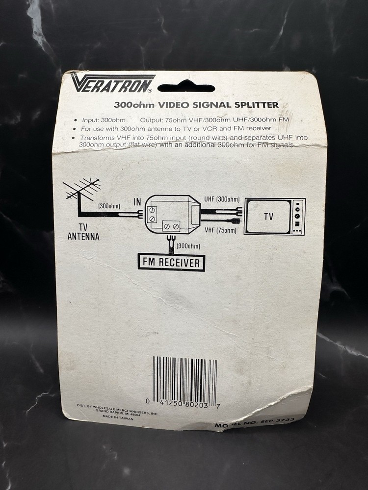 Veratron 300ohm VIDEO ESIGNAL SPLITTER New