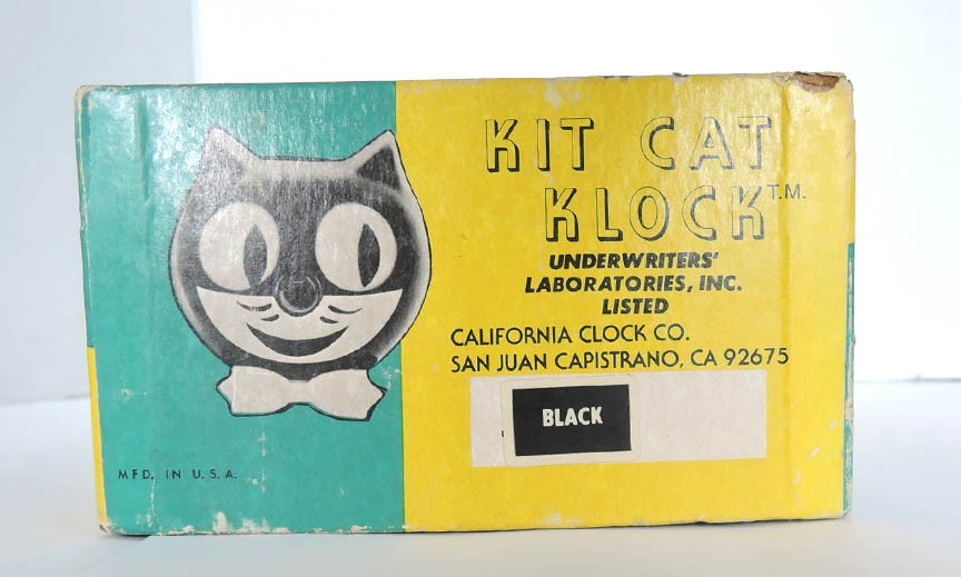 SUPER NICE, VINTAGE KIT CAT KLOCK CLOCK MODEL D8 FULLY WORKING COMPLETE IN BOX