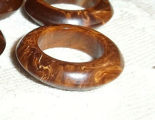 Vintage bakelite ring size 5 small Brown NOS