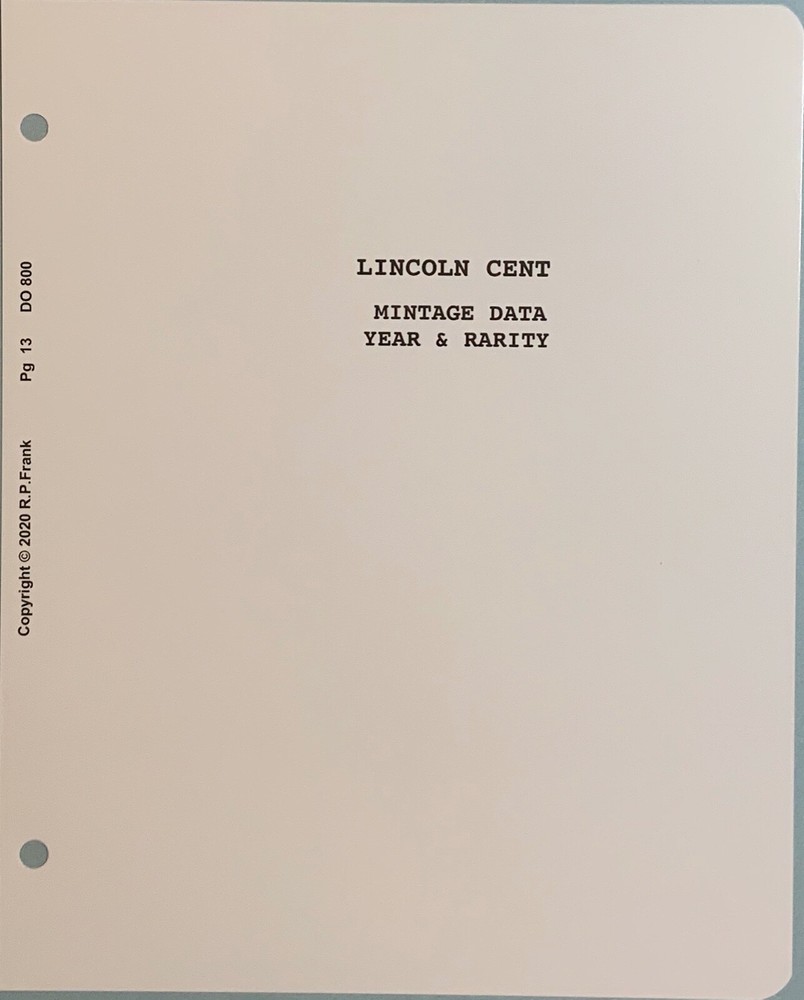 Lincoln Cent 1909-2007 ** CDI Insert & Data Pages** Fits Intercept Shield A-020