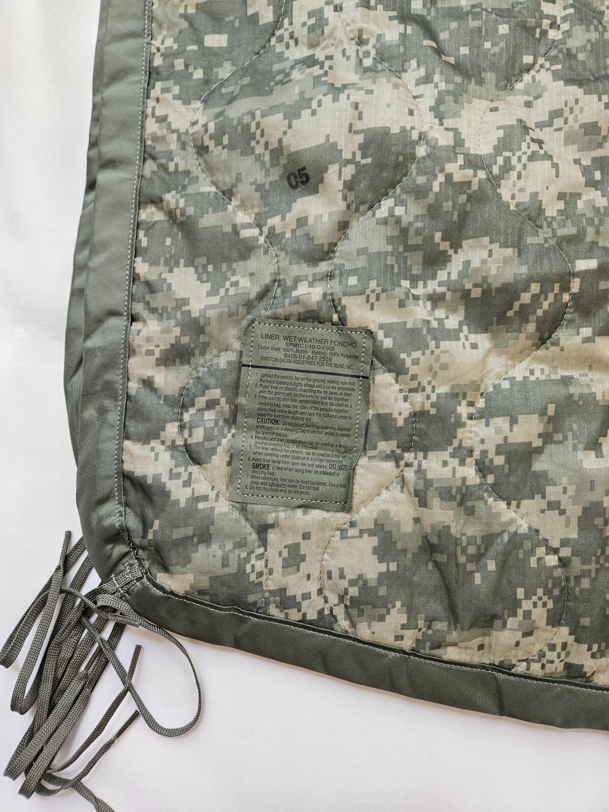 NEW US Military Army ACU Digital Wet Weather PONCHO LINER Woobie Blanket USGI