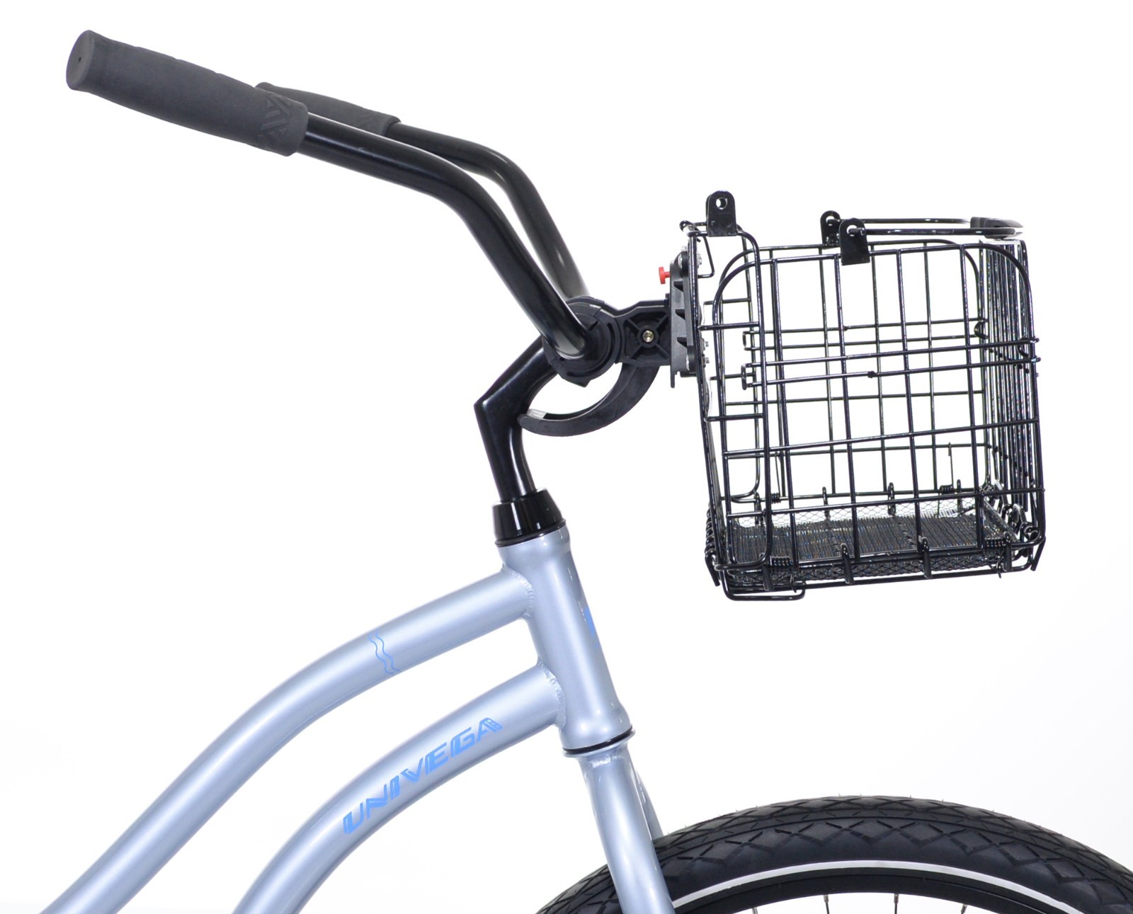 Bicycle Handlebar Basket Folding w/Quick Release Mount Gloss Powder Coat Black