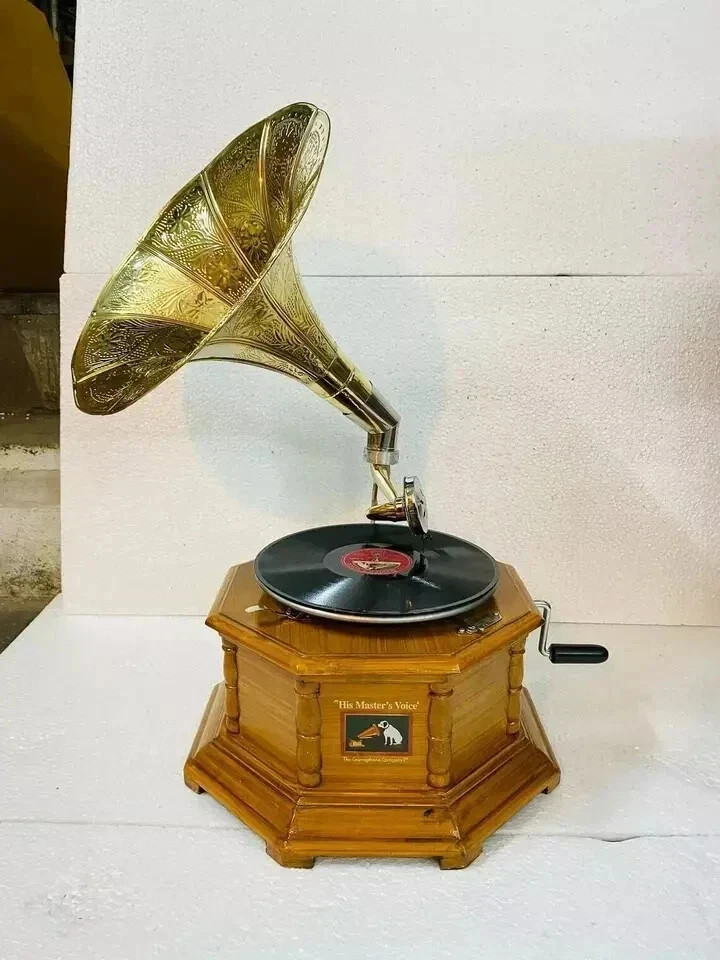 Vintage HMV Gramophone Fully Functional Working Phonograph, win-up record player