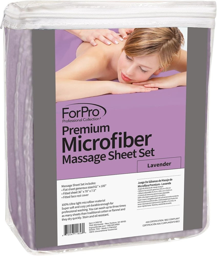 Lavender Microfiber 3-Piece Massage Sheet Set - Ultra-Light & Durable