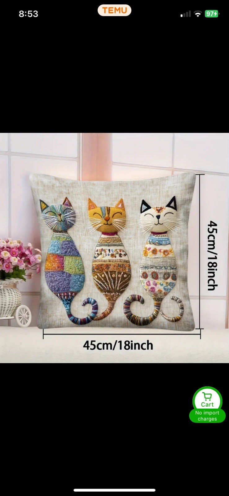 SET OF 2 - 18” 3 SOFT Cat Trio Pillowcase Farmhouse Sofa Pillow Beige Cats