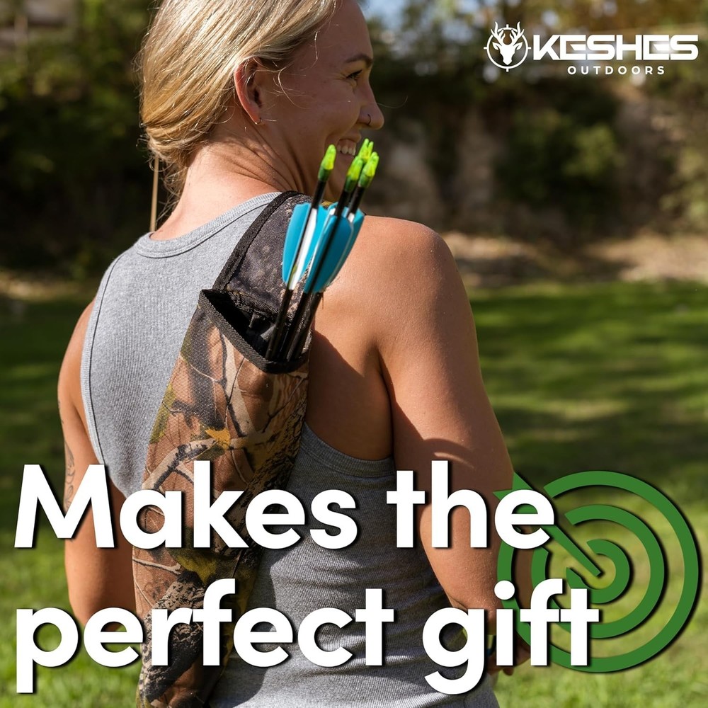 Adjustable Camo Archery Back Quiver - Perfect for Bow Hunting & Target Practice