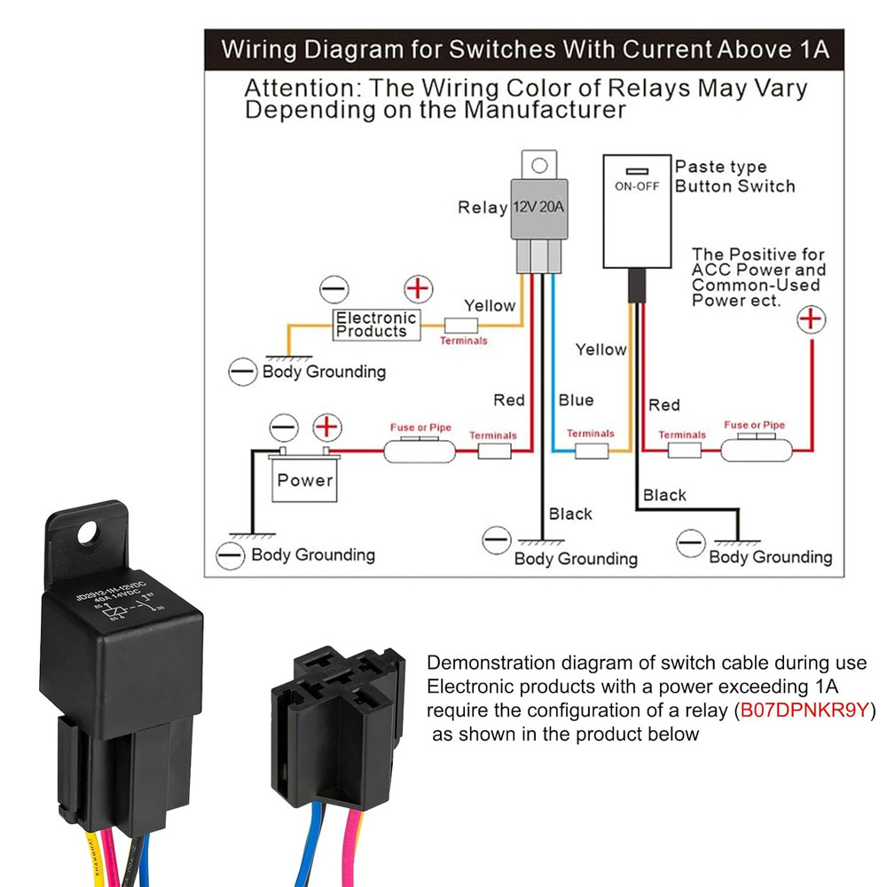 DIY Button Switch Paste Type On/Off for Fog Light, 12V/1A, White LED, Double Adh