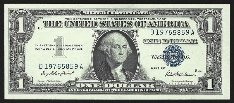 1957 $1 SILVER CERTIFICATE = BIRTH YEAR = 1976**** = GEM UNCIRCULATED