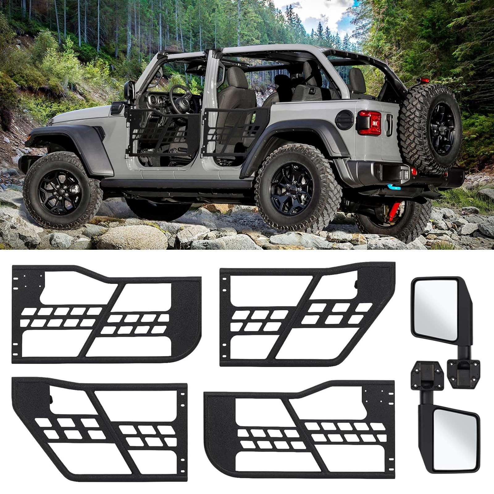 2018-2025 Wrangler JL/JLU & JT 4-Door Tube Doors | Complete Front/Rear Kit