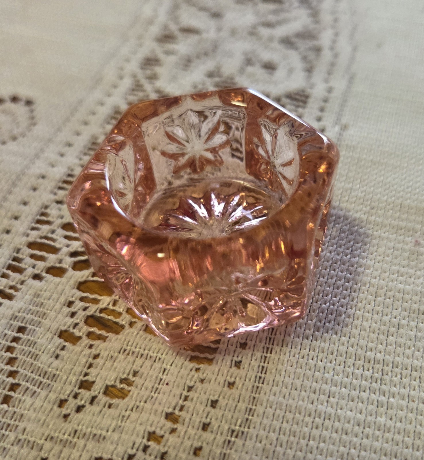 Mosser Open Salt Cellar ~ Pink Starburst ~