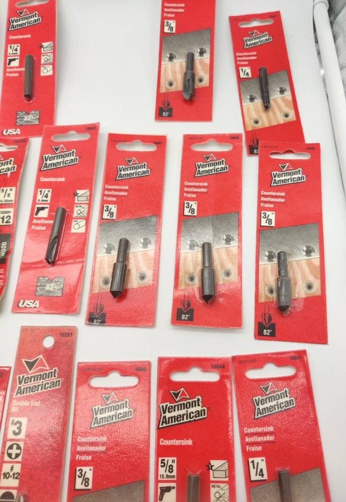 24pc Lot Assorted Vermont American Bits, Countersinks, Rotary File, Screw Pilot