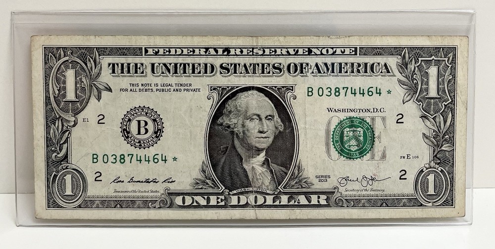 $1 2013 B Duplicate FW Star Note B03874464