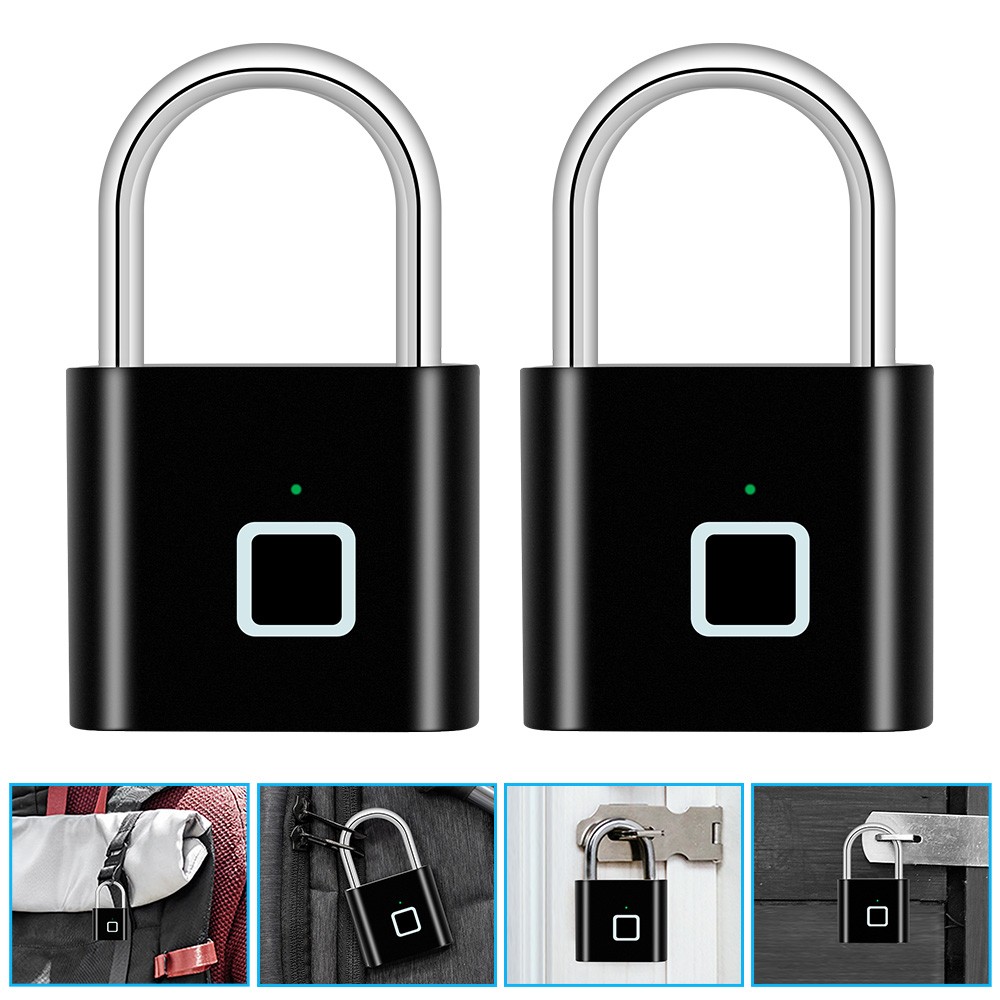 2x Waterproof Smart Fingerprint Door Lock Keyless Rechargeable Padlock Security