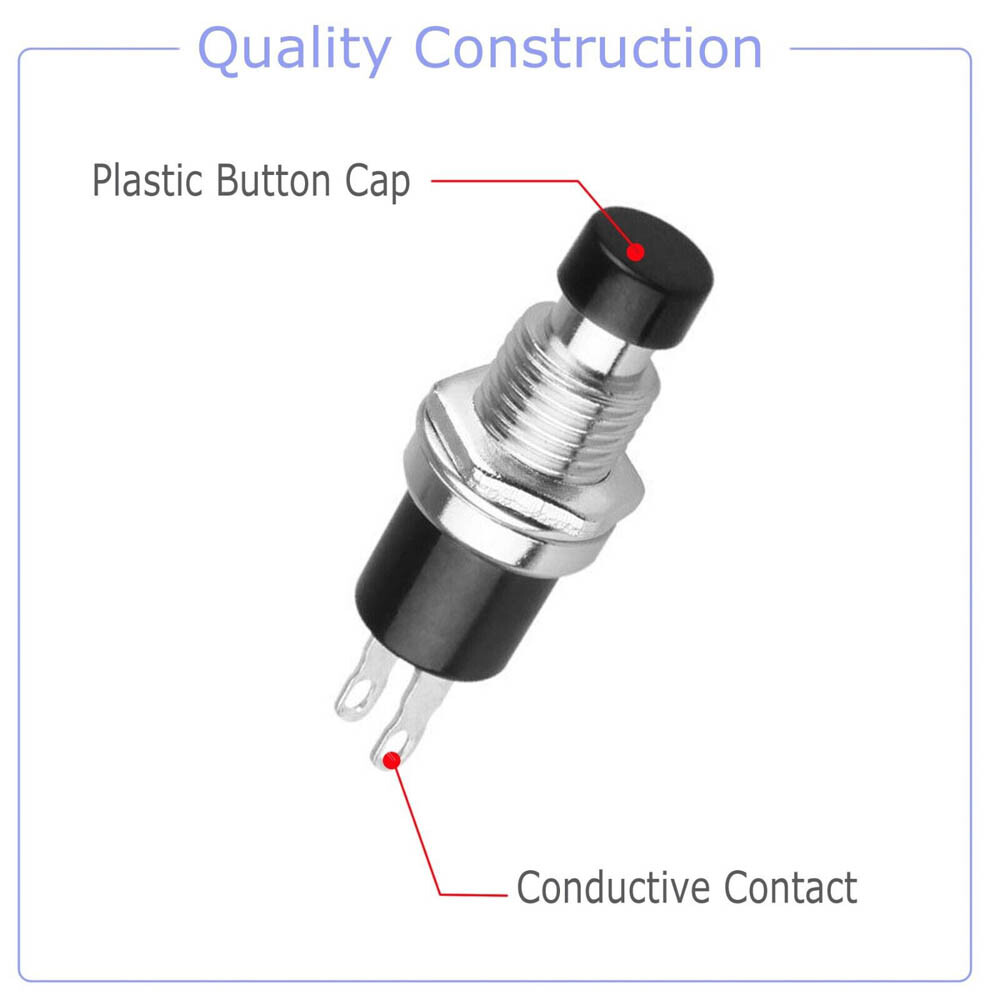 12Pcs Mini Push Button Pre-Wired Momentary N/O OFF-ON Switch Plug 12V 5AMP SPST