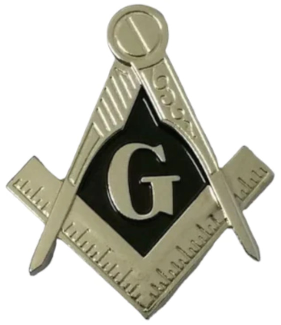 Masonic cut-out Mini car emblem in silver with solid Black