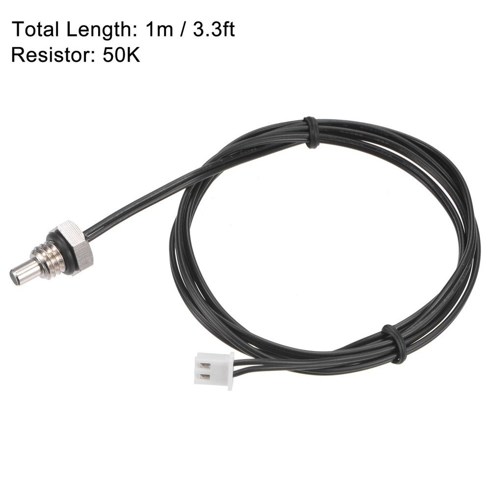 2pcs 50K Temperature Sensor Probe, M8 NTC Thermal Sensor Probe Cable 1m