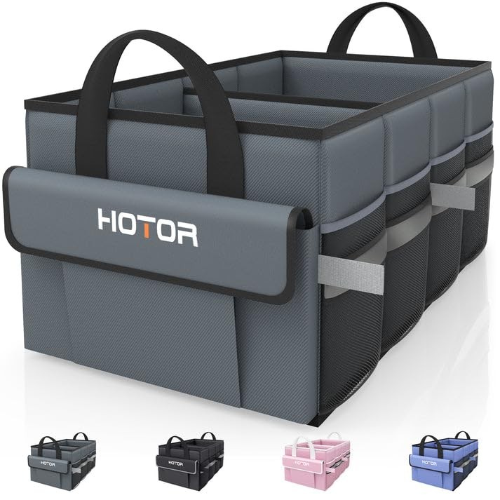 HOTOR Trunk Organizer - Car with 5 Pockets, Medium, Grey