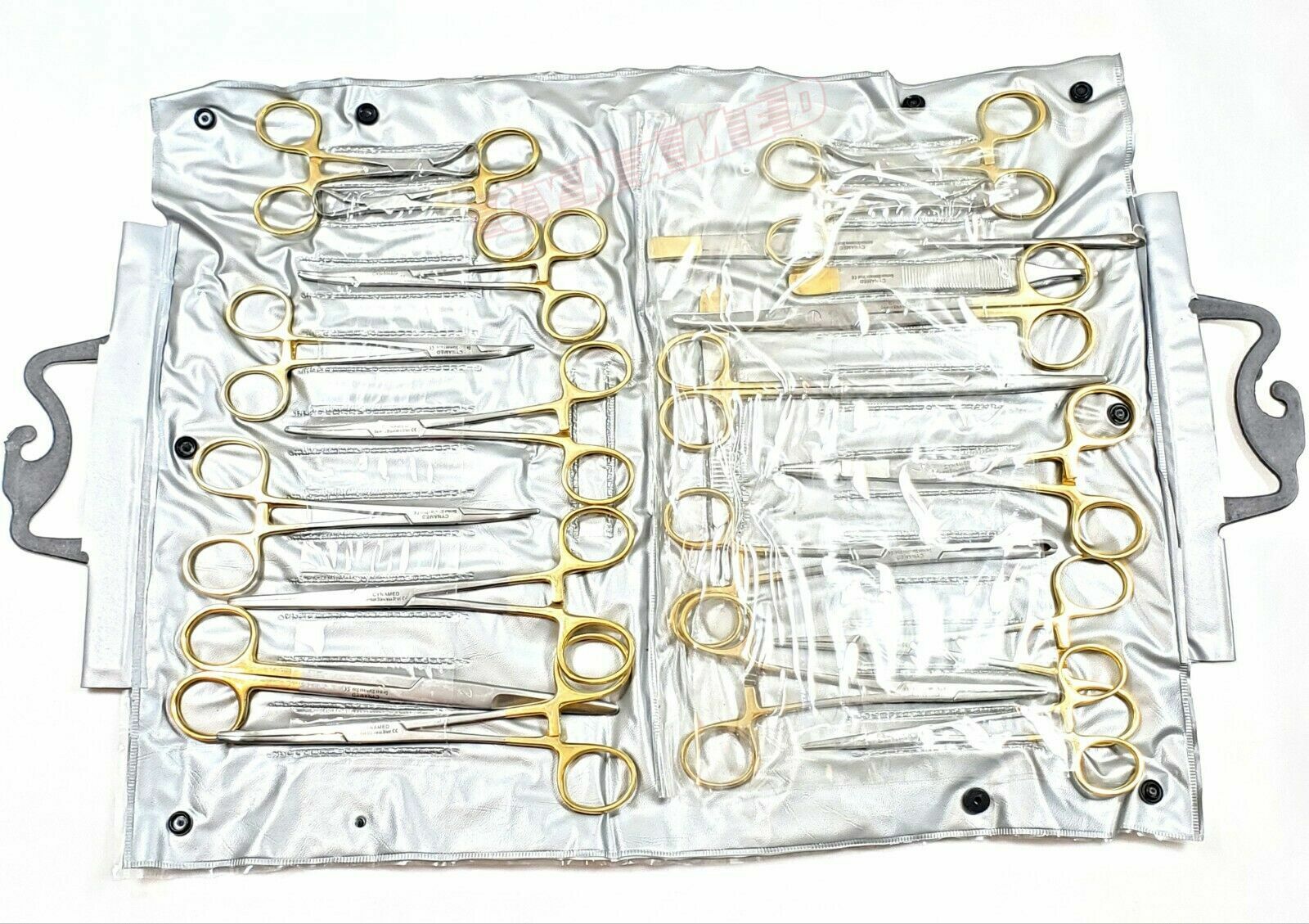 GERMAN 82 PCS GOLD HANDLE GENERAL SURGERY SPAY PACK DENTAL SURGICAL INSTRUMENTS